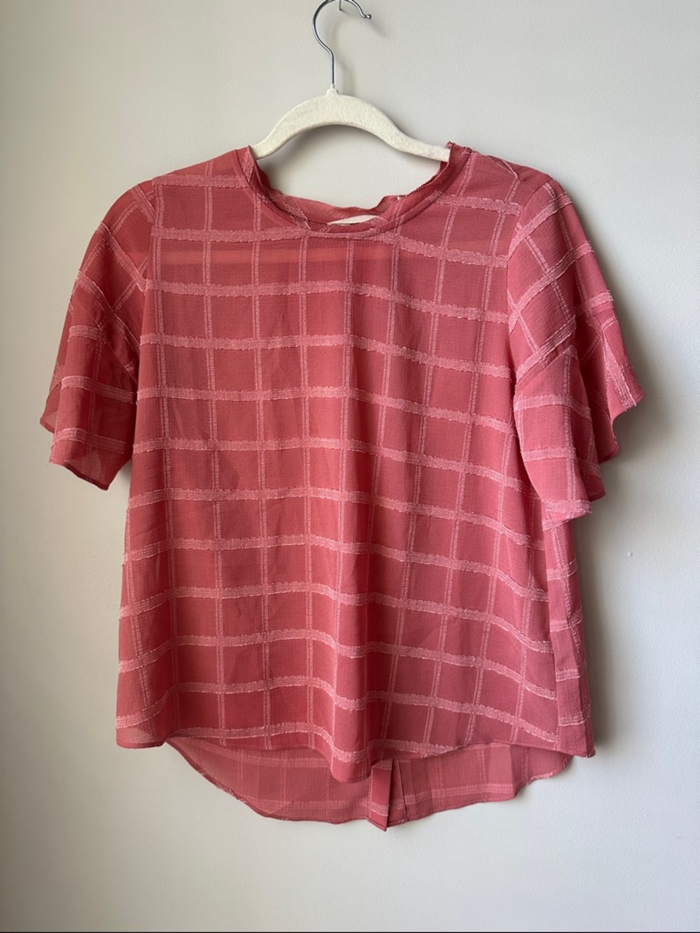 Women’s Pink Checked Short Sleeve Blouse